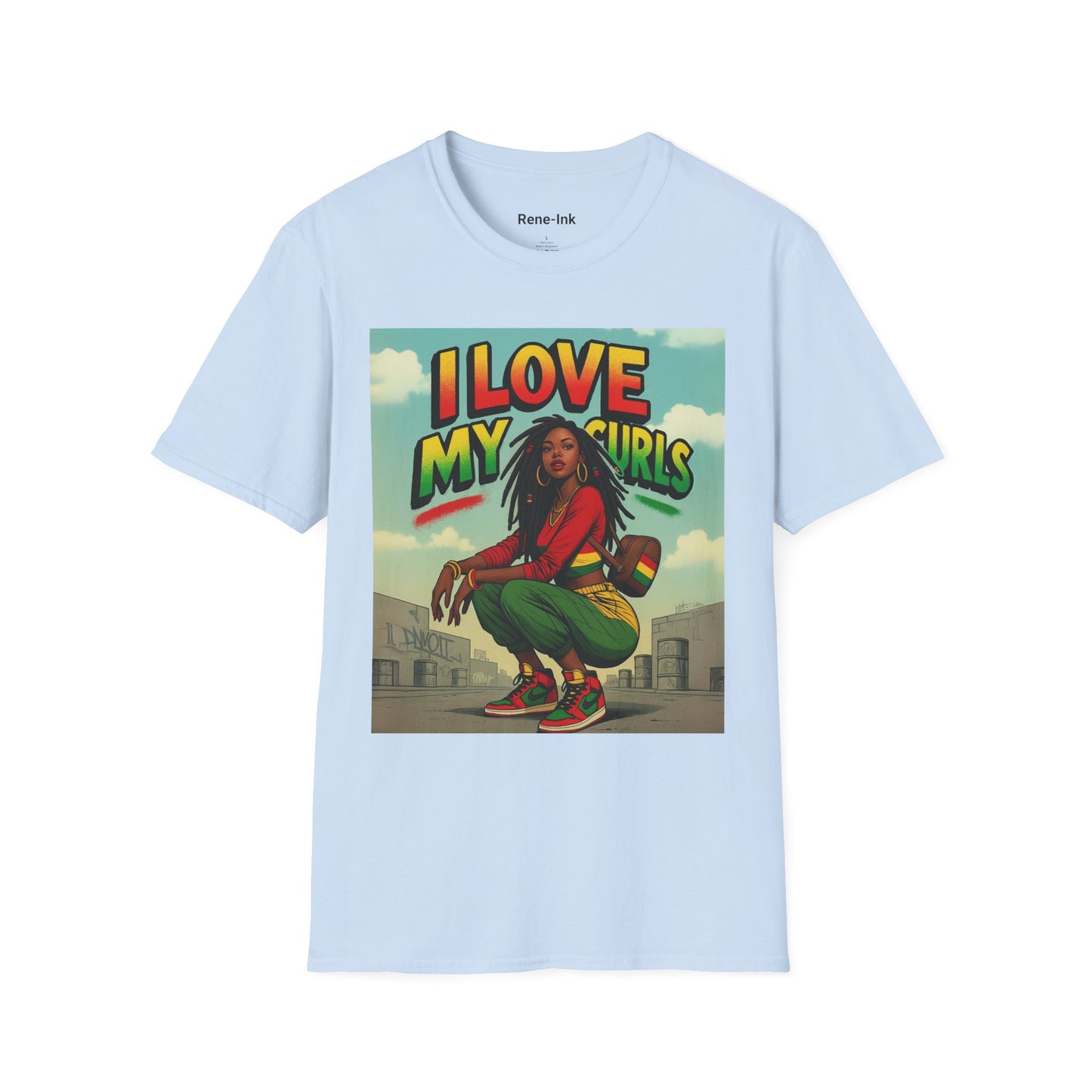 "I Love My Curls" Light Blue Graphic T-Shirt