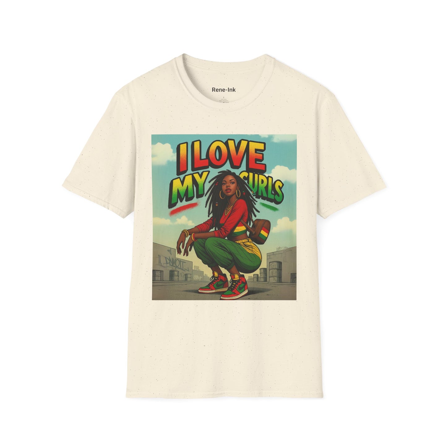 "I Love My Curls" White Graphic T-Shirt