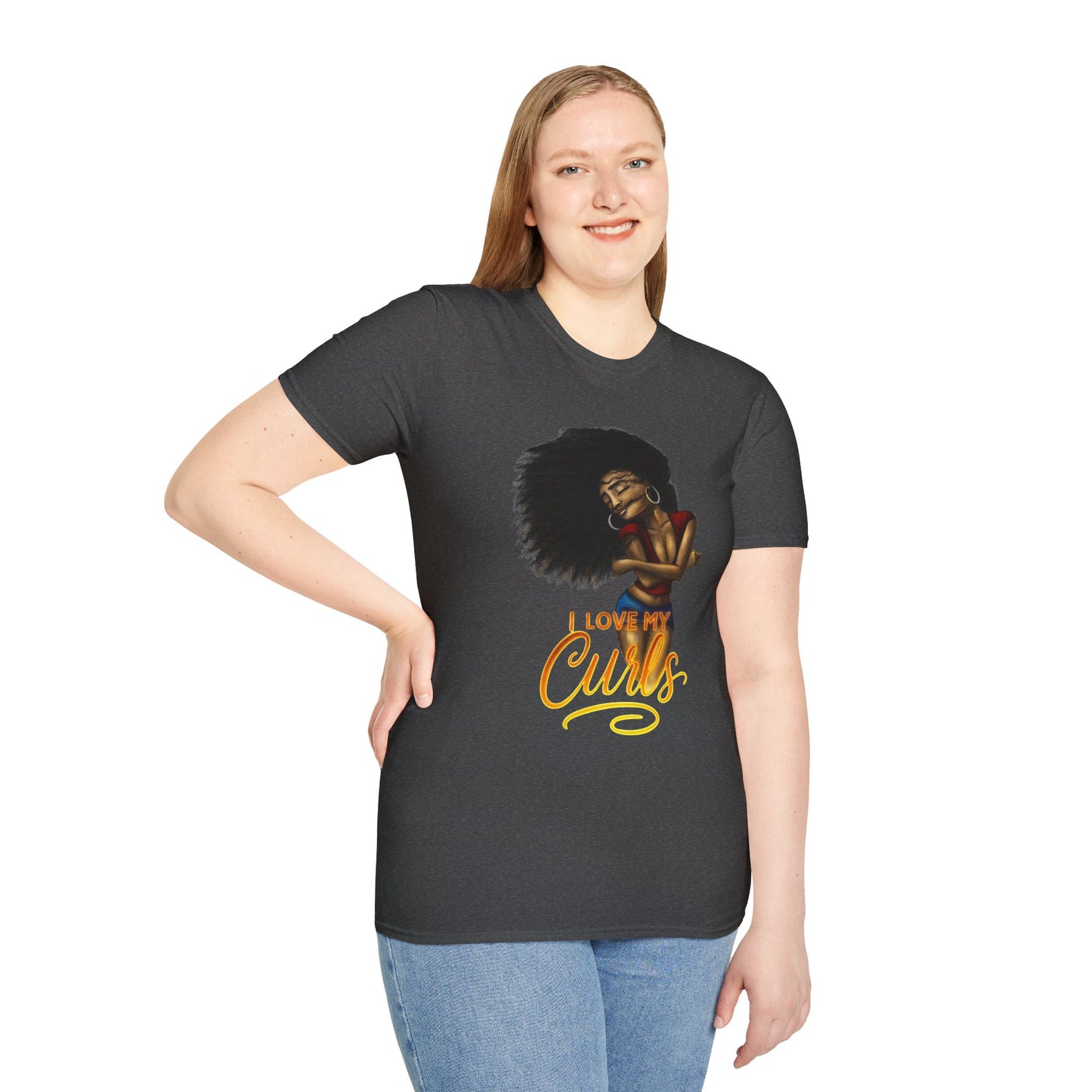 "I Love My Curls" Dark Heather T-Shirt