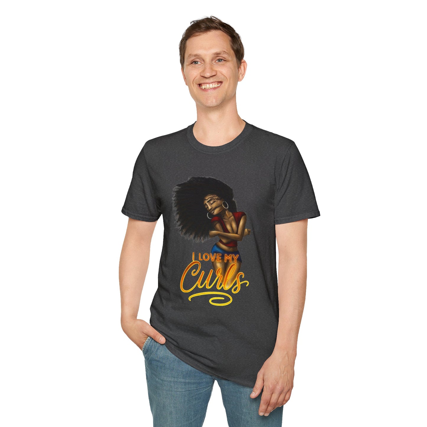 "I Love My Curls" Dark Heather T-Shirt