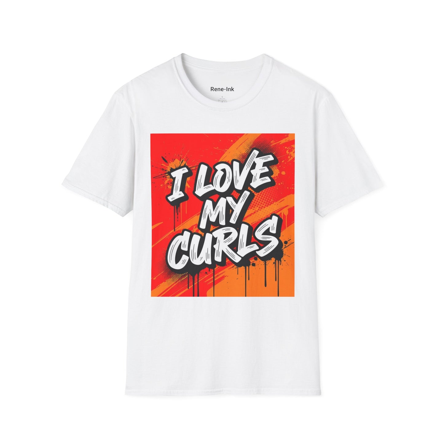 "I Love My Curls" White Graphic T-Shirt