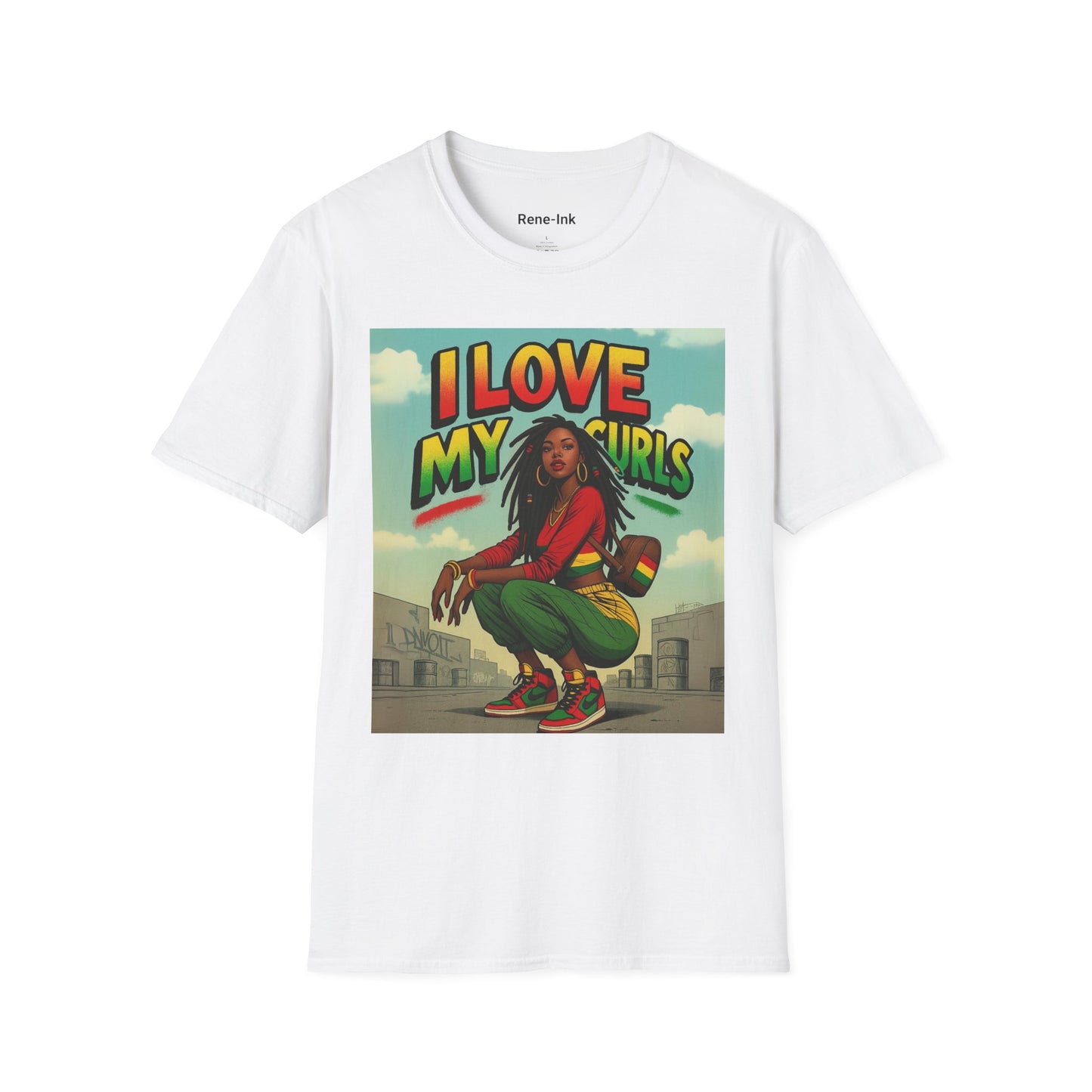 "I Love My Curls" White Graphic T-Shirt