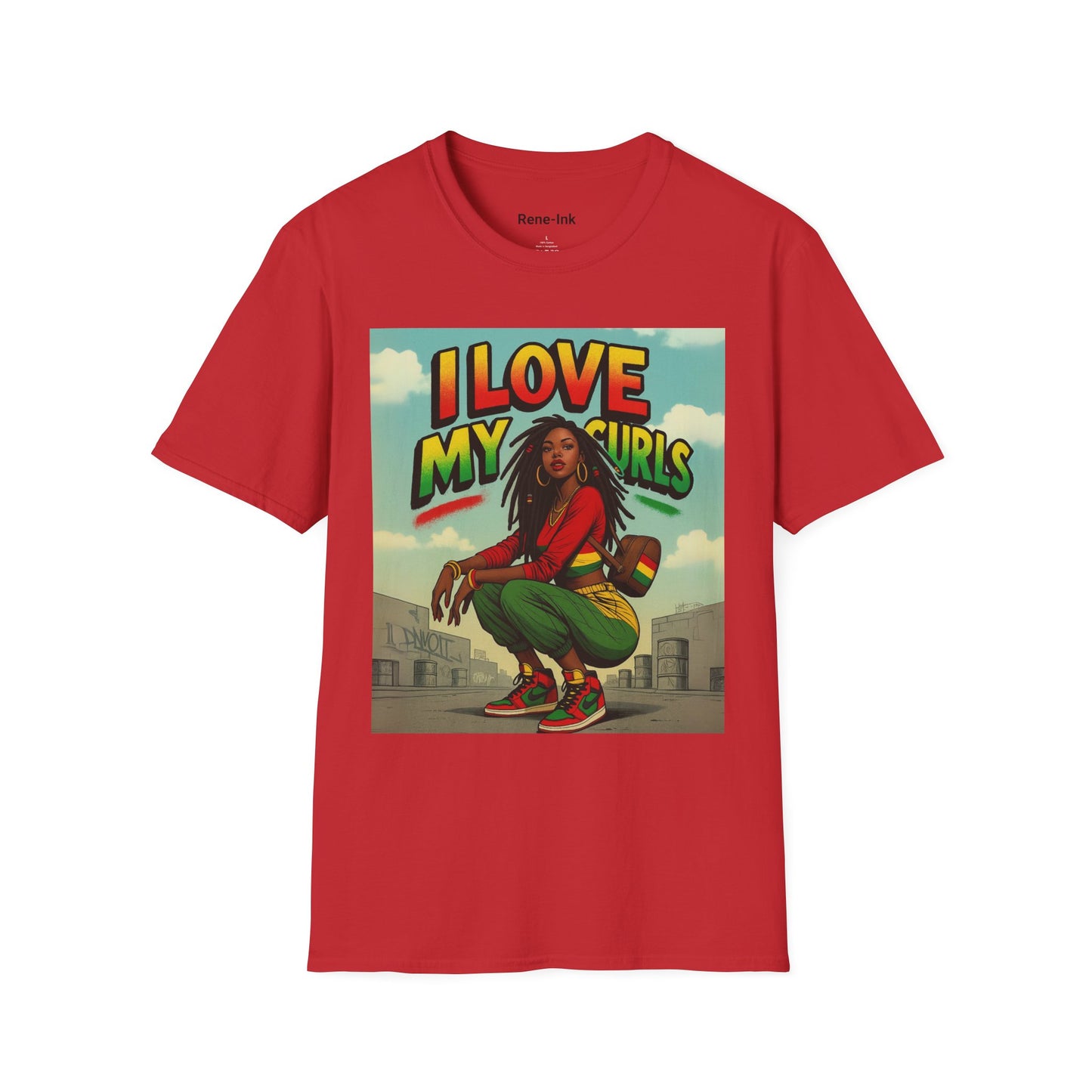 "I Love My Curls" Red Graphic T-Shirt