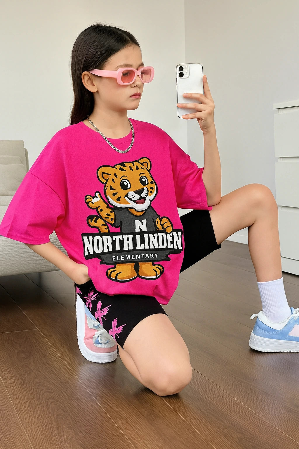 North Linden Elementary Hot Pink Tee – Soft Cotton Kids T-Shirt