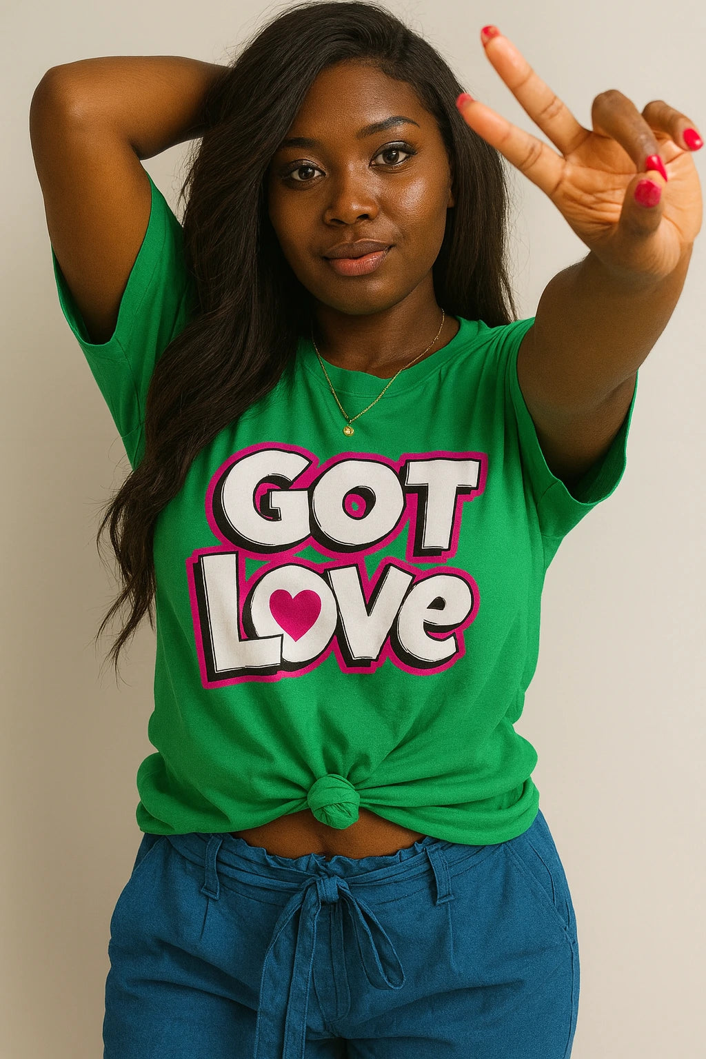 GOT LOVE Green Bubble Letter Graphic Tee – Bold Heart Typography | Rene Ink