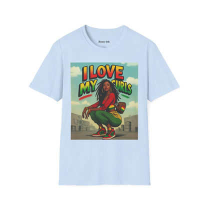 "I Love My Curls" Light Blue Graphic T-Shirt