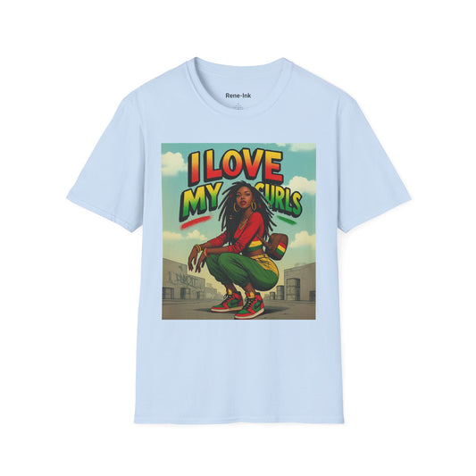 "I Love My Curls" Light Blue Graphic T-Shirt