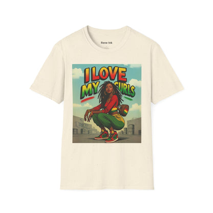 "I Love My Curls" White Graphic T-Shirt