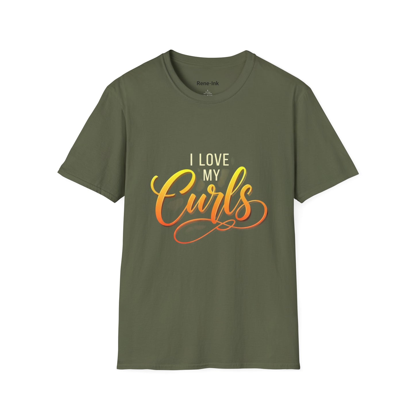 "I Love My Curls" Military Green T-Shirt