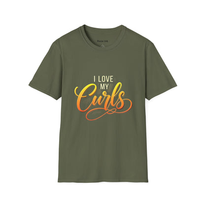 "I Love My Curls" Military Green T-Shirt