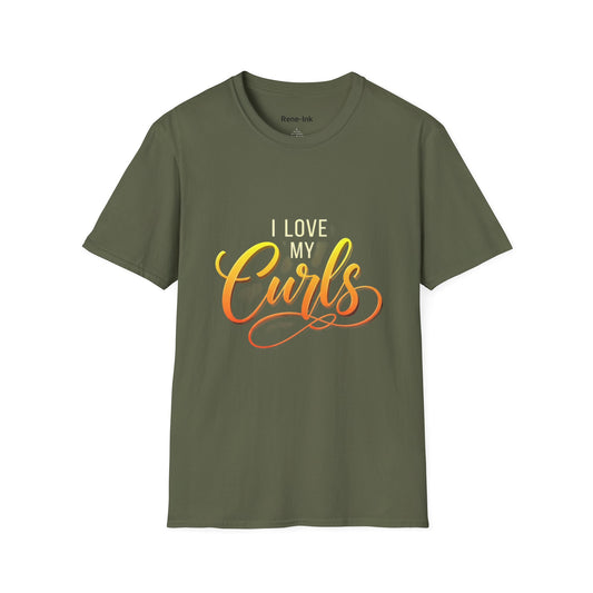 "I Love My Curls" Military Green T-Shirt