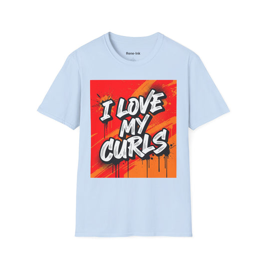"I Love My Curls" Light Blue Graphic T-Shirt