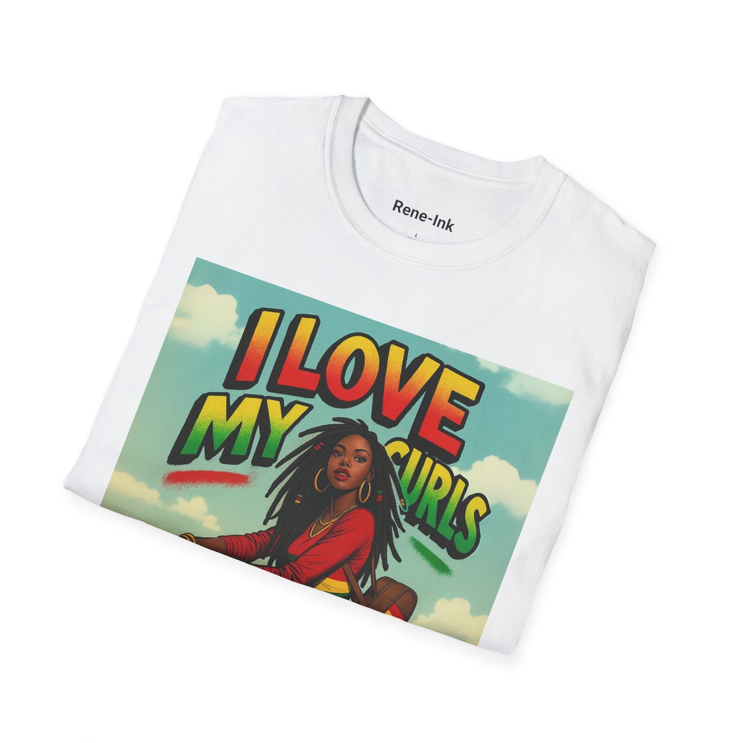 "I Love My Curls" White Graphic T-Shirt