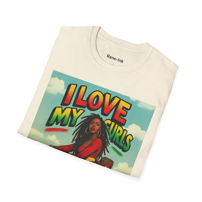 "I Love My Curls" White Graphic T-Shirt
