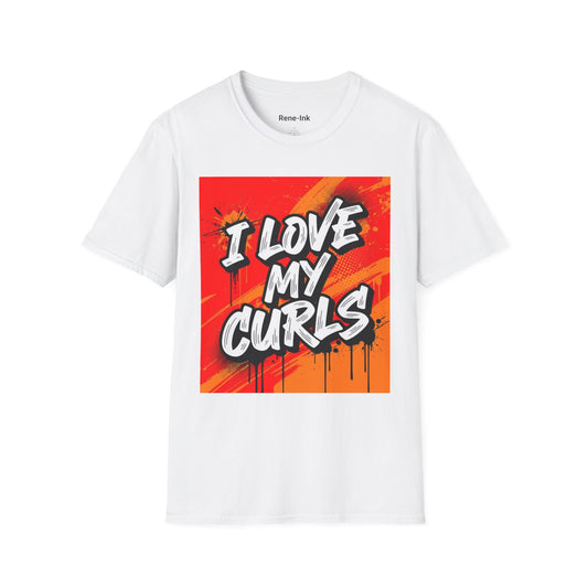 "I Love My Curls" White Graphic T-Shirt