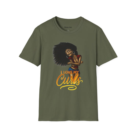 "I Love My Curls" Military Green T-Shirt