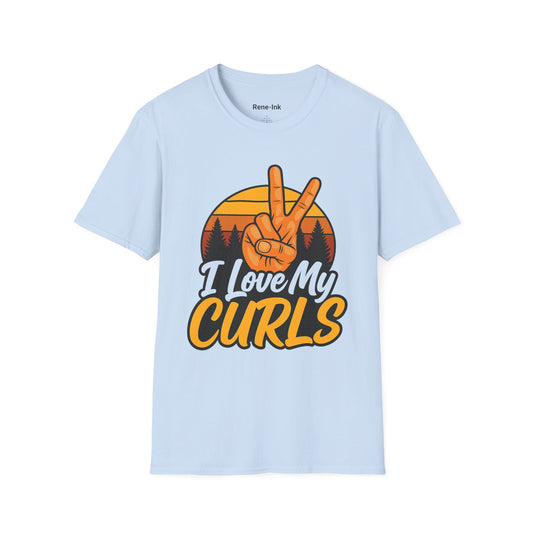 "I Love My Curls" Light Blue Softstyle T-Shirt
