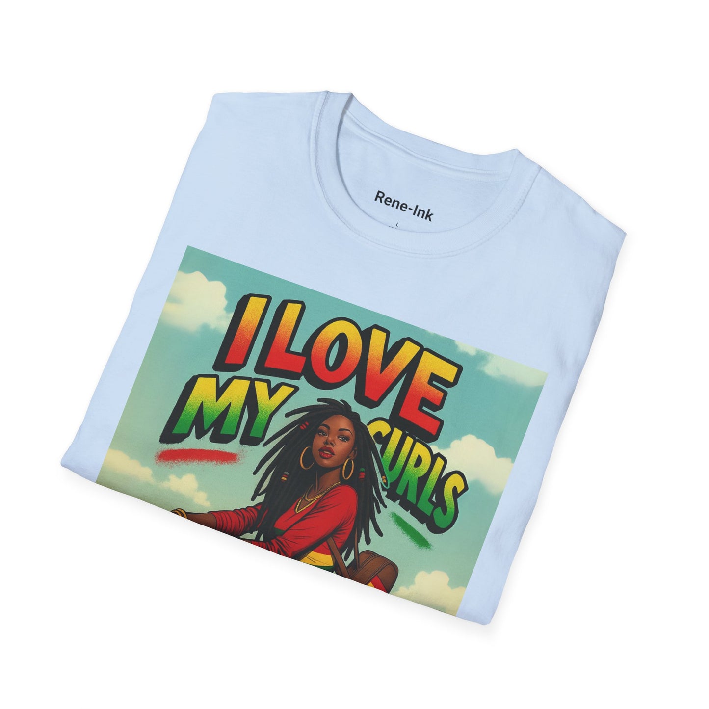 "I Love My Curls" Light Blue Graphic T-Shirt
