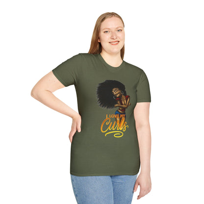 "I Love My Curls" Military Green T-Shirt