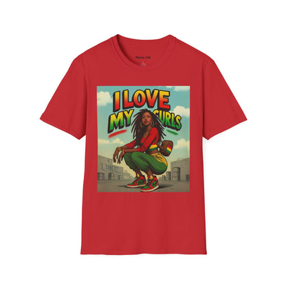 "I Love My Curls" Red Graphic T-Shirt
