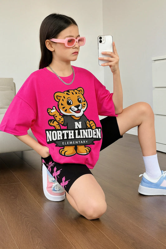North Linden Elementary Hot Pink Tee – Soft Cotton Kids T-Shirt